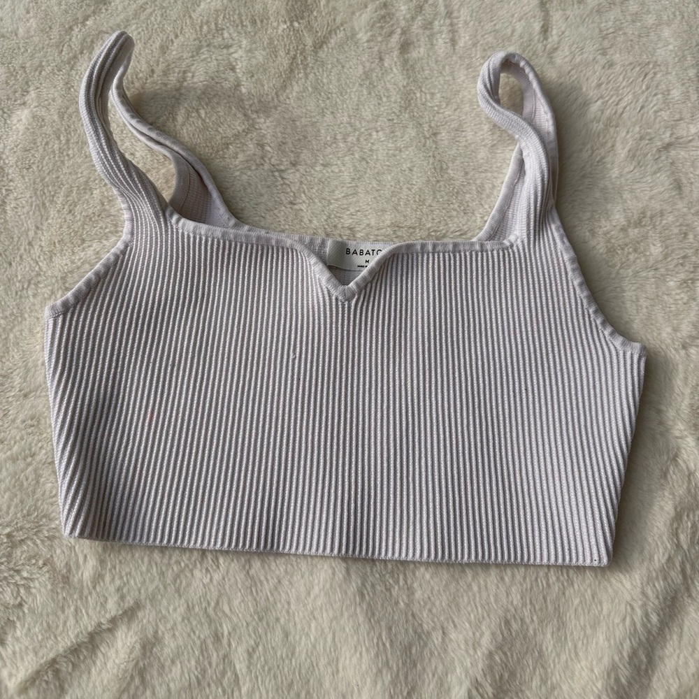 ARITZIA Babaton cropped, ribbed, plunges heart neckline tank- size M